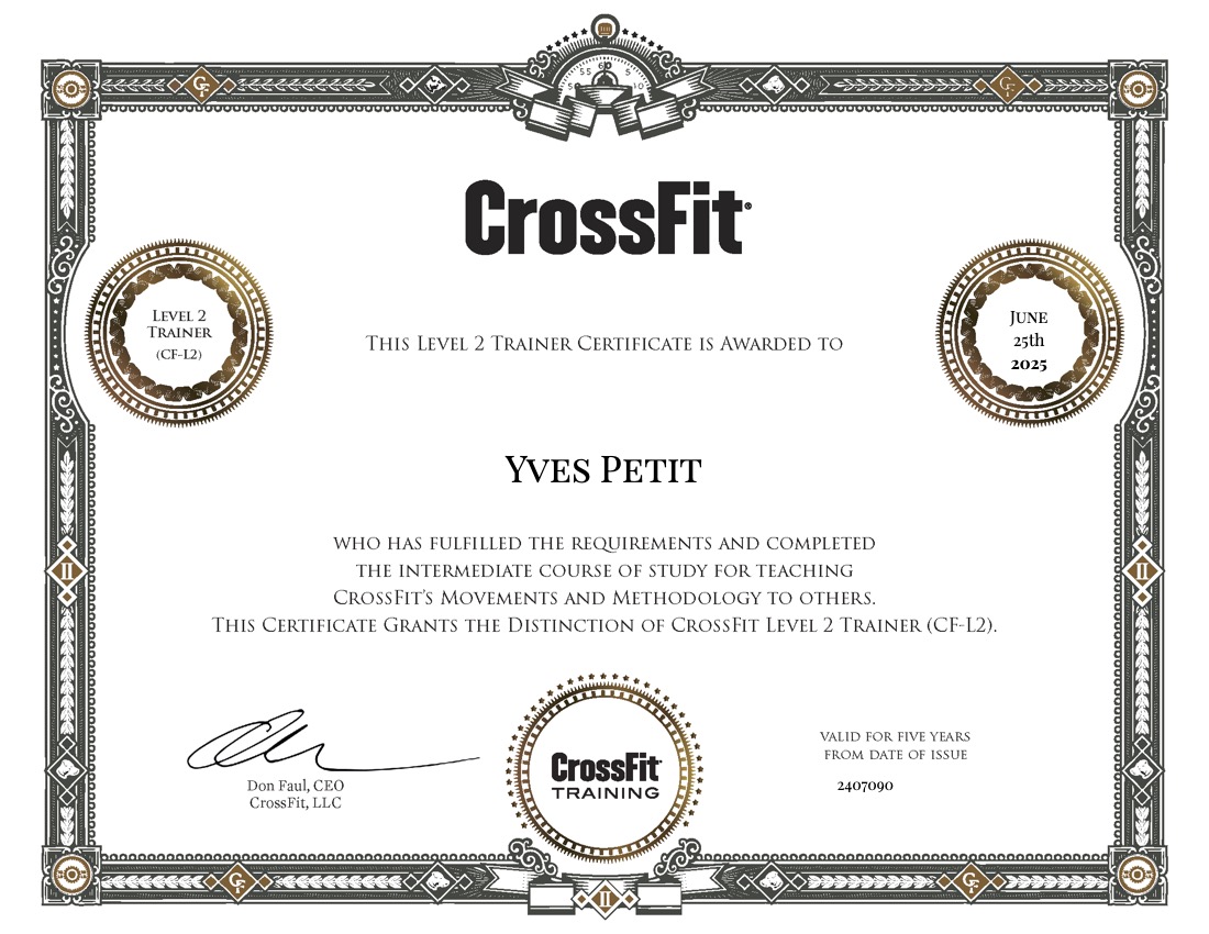 Crossfit Level2 Trainer Zertifikat